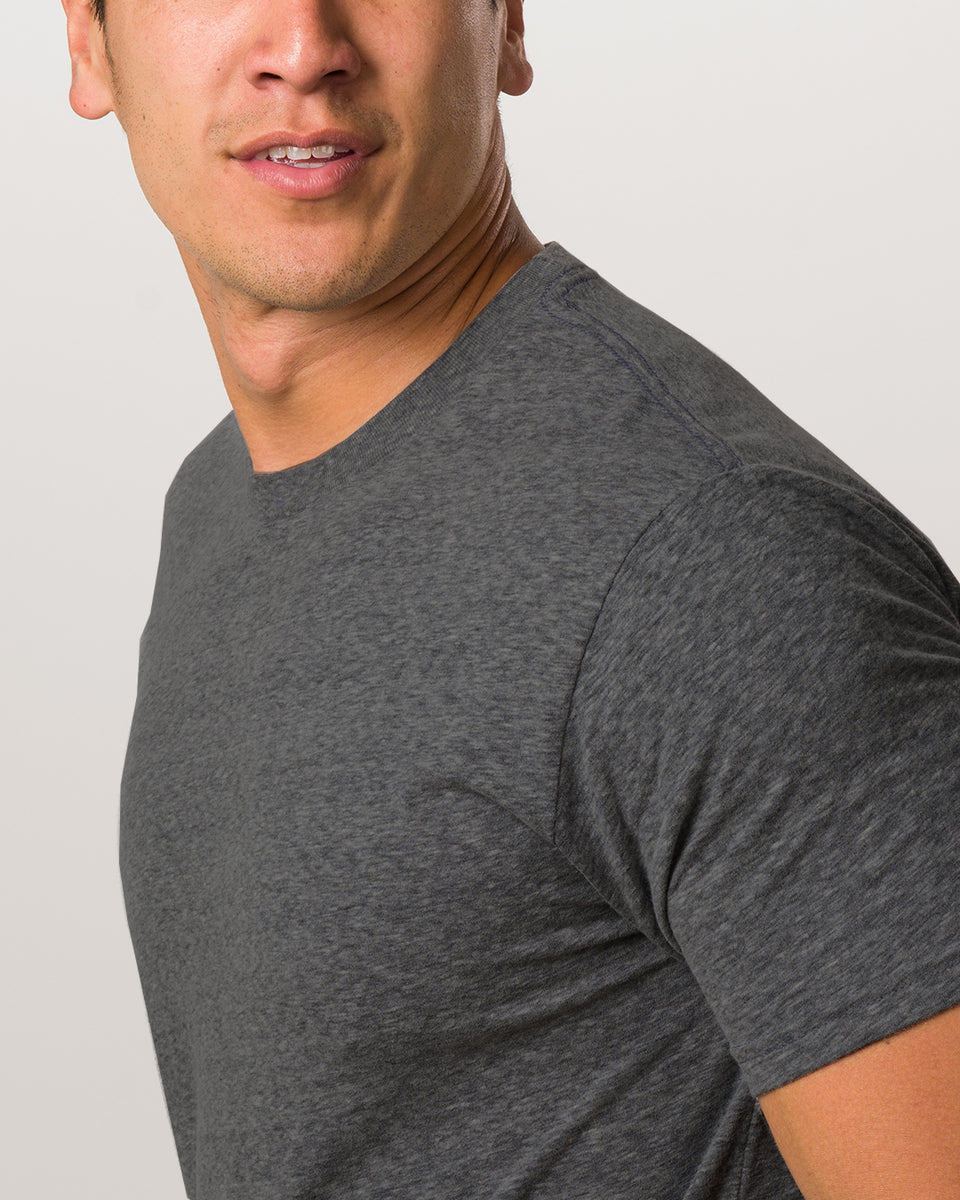 Next Level Men's Sueded Crew Neck T-Shirt - XL, Heather Charcoal (60% Cotton/40% Polyester)